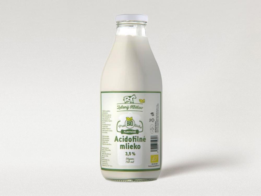 Mlieko acidofilné bio 3,5% 750ml Zelený Klátov
