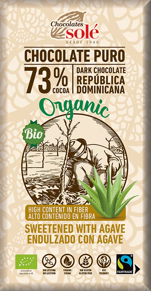 okolda hork 73% so sirupom z agve 100g bio Sol