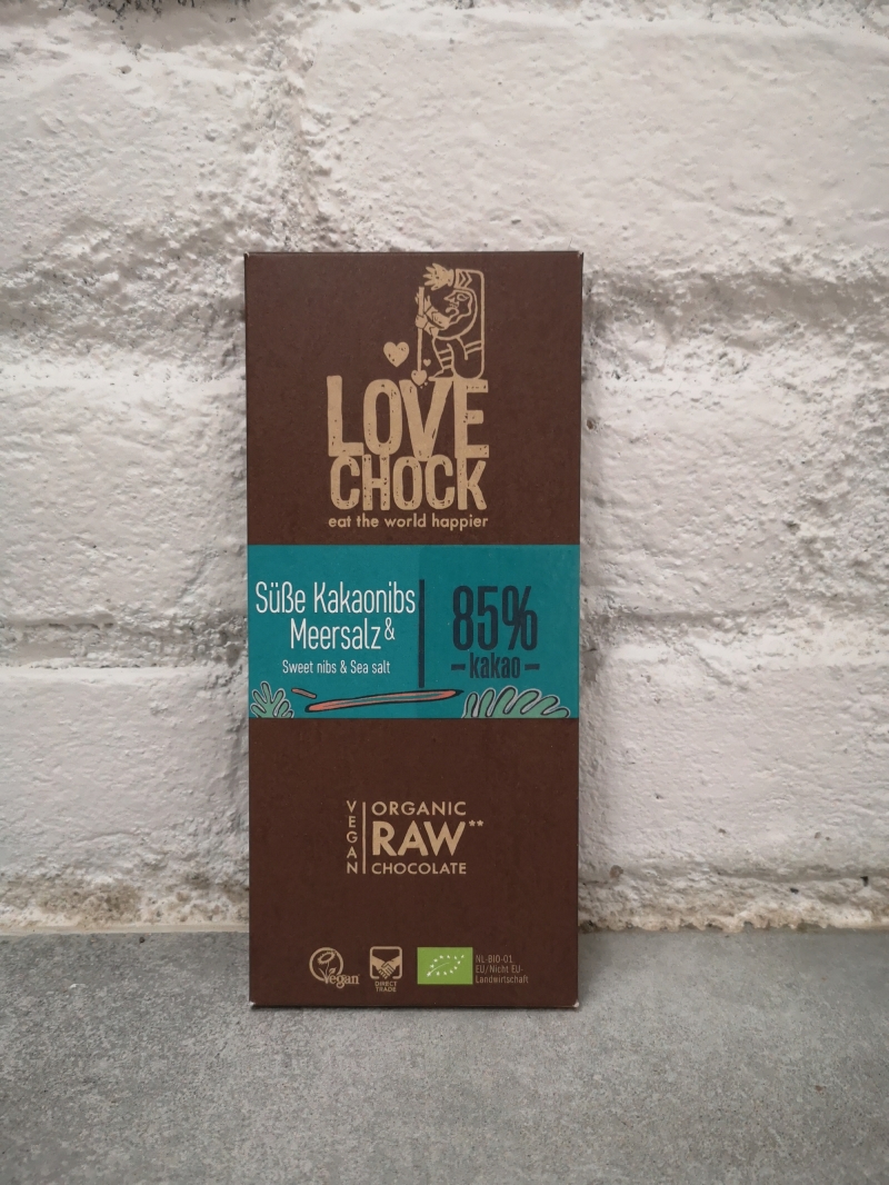 Lovechock čokoláda Kakaonibs-morská soľ, 85% kakao 70g bio LOV